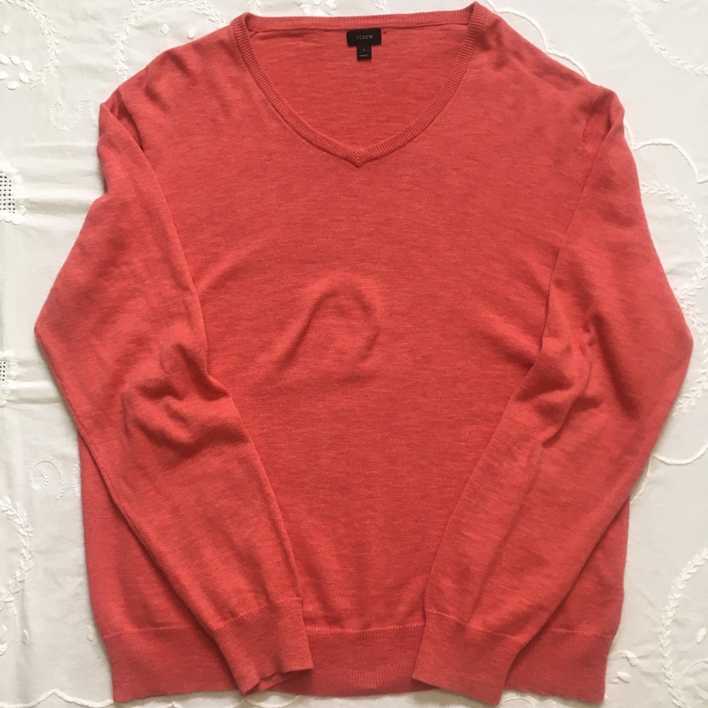 J. Crew Red Sand/ Orange V-Neck Sweater